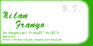 milan franyo business card